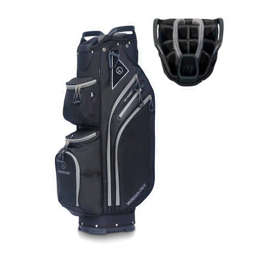 T WINSOLOGY Max Lightweight Golf Cart Bag with Dual Handles and 14 Way Individual Full Length Dividers, Golf Club Bag with 11 Pockets, Large Putter Well, Double Strap Cooler for Men & Women