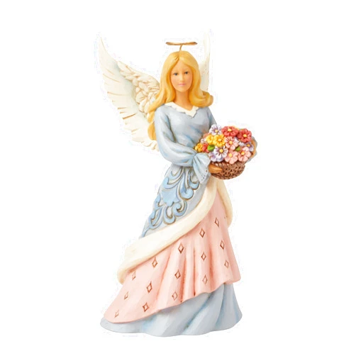 Enesco Jim Shore Heartwood Creek Easter Angel with Flower Basket Figurine- Stone Resin Hand Crafted Collectible Figurines Easter Home Decor Statue, 8.66 Inch