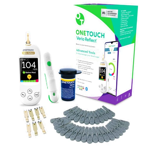 OneTouch Blood Sugar Test Kit | Includes OneTouch Verio Reflect Blood Glucose Meter, 1 Lancing Device, 30 Lancets, & 30 Test Strips, | Diabetes Testing Kit for Blood Glucose Monitoring
