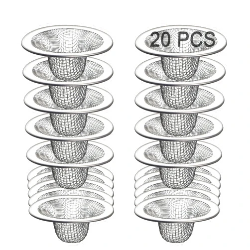 Beyoslf 20Pcs Small Drain Mesh Basket, 2.125'' Bathroom Sink Drain Strainer Screen Mesh Sink Strainer Hair Catcher Drain Filter Cover for Bathtub Lavatory RV Laundry Shower Floor Utility Sink Drain