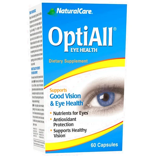 NaturalCare OptiAll Good Vision and Eye Health Dietary Supplement Capsules, 60-Count Packages (Pack of 2)