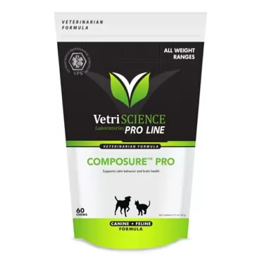 VetriScience Composure Pro Bite Size Chews for Dogs and Cats - Chicken Flavor Pet Relaxants & Anti-Anxiety Treatment - 60 Soft Chews 60 Chews Pro Line