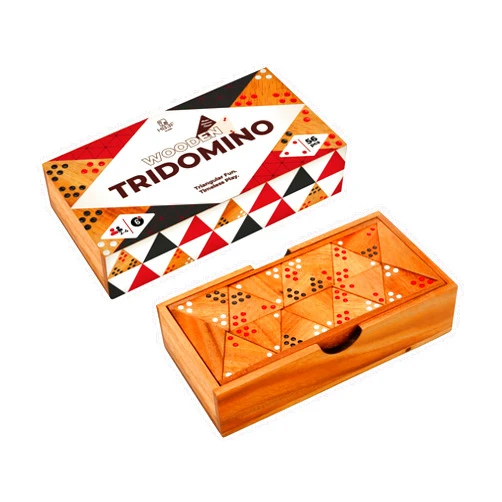 BSIRI Wooden Triangular Dominoes Set Triangle Tile Game Strategy for Adults Classic Domino and Family Board Games Night Travel Dominos Set with Storage Case for Home Table Play