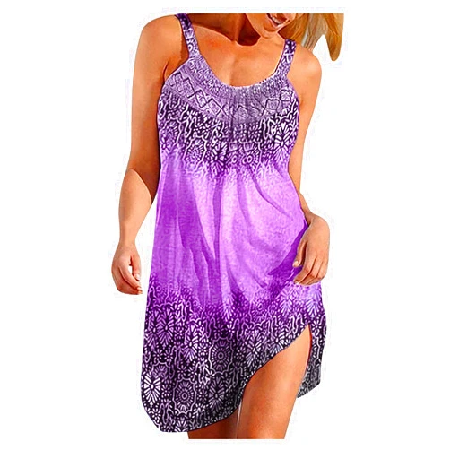 Oiumov Sexy Summer Dresses for Women, Women Summer Casual Sundress Mini Dress Sleeveless Beach Boho Dress Cover Up Dress