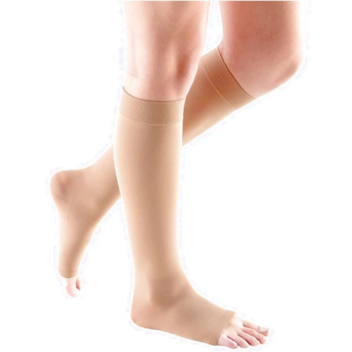 mediven Comfort for Women, 15-20 mmHg – Open Toe, Knee High Compression Stockings, Semi-Transparent Hosiery, V-Standard, Natural