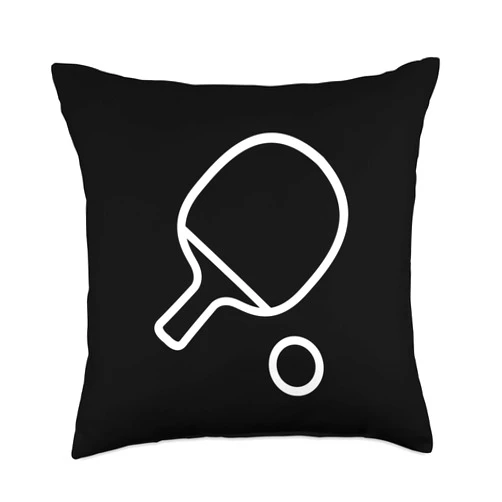 BoredKoalas Table Tennis Throw Pillow Gifts Table Tennis Racket and Ball Retro Ping Pong Sports Gift Throw Pillow, 18x18, Multicolor