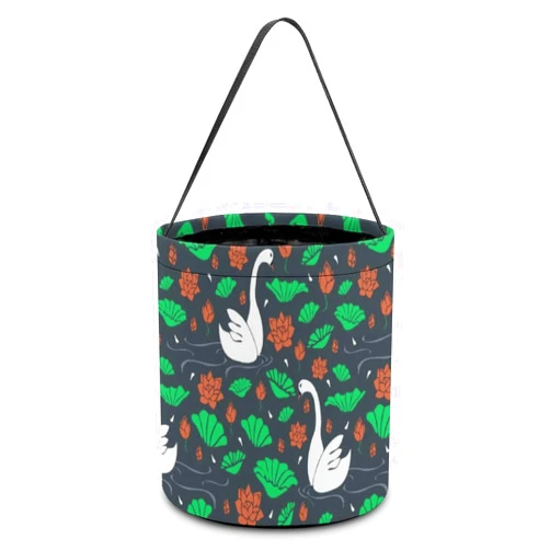 Rqzwdq Goose And Lotus Pattern Candy Tote Sugar Fruit Basket Gourmet Snack Food Box Trick Or Treat Halloween Bucket for Adult