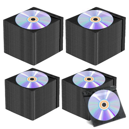 FULANDL 600PCS CD DVD Sleeves, FULANDL Plastic CD Holders Double-Sided Refill Sleeve for CD DVD Storage Binders (Black)