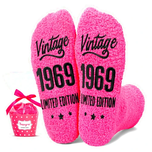 HAPPYPOP 55th 60th Birthday Gifts for Women - Socks for Mom Grandmother, Gifts for Senior 51 52 53 54 55 56 57 58 59 60 Women