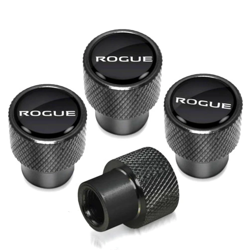 YHKEJI Metal Tire Valve Stem Cap Covers Rogue Emblem Air Valve Cap Set Dust Proof Leak-Proof Air Cover Compatible with Nissan Rogue Accessories (R)