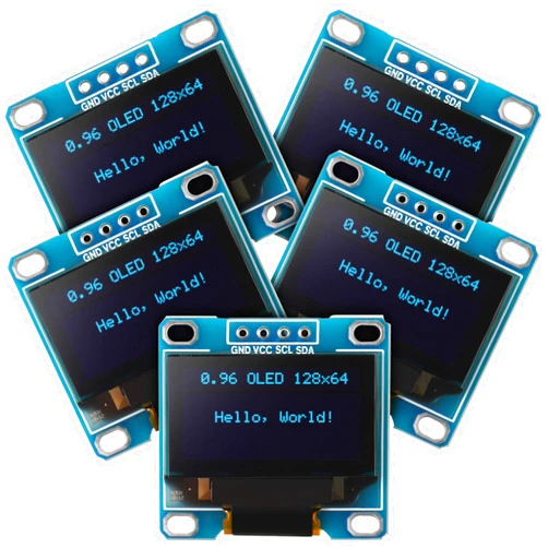 Weewooday 5 Pieces 0.96 Inch OLED Module 12864 128x64 Driver IIC I2C Serial Self-Luminous Display Board Compatible with Arduino/Raspberry PI(Blue)