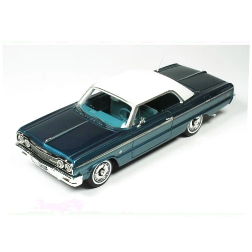 Goldvarg Collection 1964 Chevy Impala Lagoon Aqua Blue Metallic with Blue Interior and White Top Limited Edition to 200 Pieces Worldwide 1/43 Model Car GC-073A