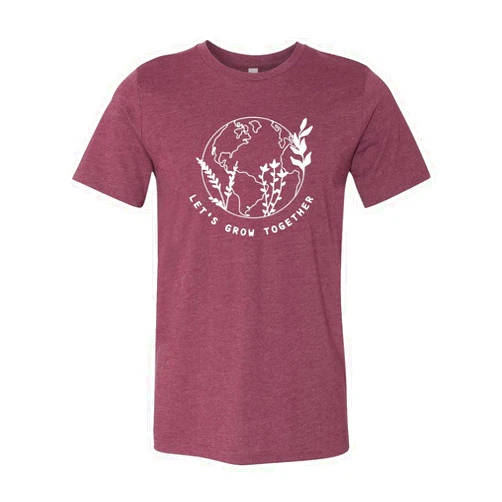 Handmade Earth Day Shirt, Lets Grow Together Shirt, Earth Awareness Gift, Love Your Mother Earth, Save The Planet, Flower Planet Tee
