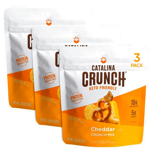 CHAIN & JO SWEETS Catalina Crunch Cheddar Mix 1.85oz - 3 Packs | Protein Snacks, Healthy Snacks, Keto Snack | Low Carb, No Artificial Ingredients, Gluten Free | Keto Friendly Protein Snack
