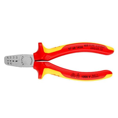 KNIPEX Tools - Crimping Pliers for End Ferrules, 1000V Insulated (9768145A)