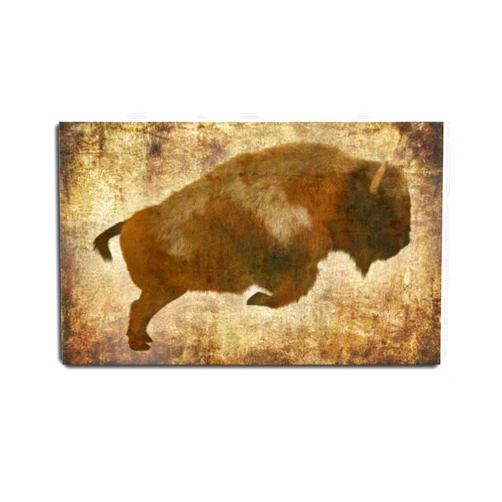 VIUBGCPS Canvas Print Pictures Wall Art Painting Rustic Rendering American Bison White Farmhouse Wild Animal Print Framed & Stretched Posters Ready to Hang Home Decor Artworks 20x32inch