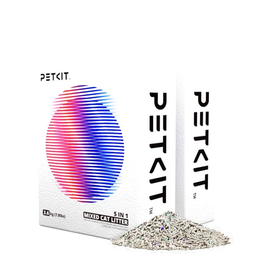 PETKIT Mixed Cat Litter Fast Clumping, Flushable, Ultra Absorbent, 100% Natural Ingredients Litter, Water Dissolvable, Really Dust-Free, Low Tracking Bentonite Tofu Litter (7.9lb×2 Bags)