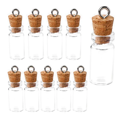 Mozeat Lens 10 Pcs Small Glass Bottles With Cork Lids,1ml Mini Glass Wishing Bottles Spell Jars Message Glass Bottles Tiny Glass Jars with Cork Stoppers for DIY Crafts Chrismas Tree Decoration