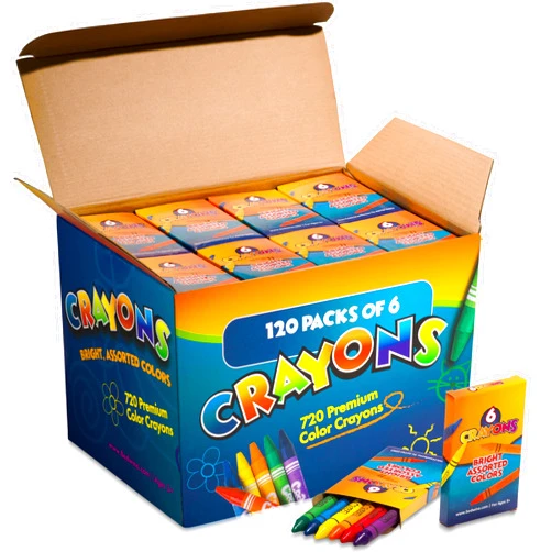 Bedwina Bulk Crayons - Case Of 120 6-packs, Color Crayons Bulk School Supplies For Kids & Toddler, Teachers & Classroom, Nontoxic Travel crayons Party Favors, Restaurants, Goody Bags Stocking Stuffers