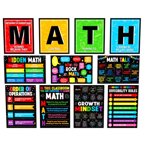 gisgfim 11 Pcs Math Posters Math Teacher Bulletin Board for Classroom Math Teacher Decorations for Elementary School Middle School High School Education Banner Mathematics Must Haves Math Signs