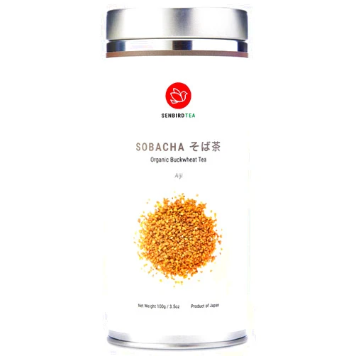 Senbird Organic Sobacha - Japanese Soba Buckwheat Tea - From Hokkaido, Japan - Loose Leaf Tea in Airtight Tea Tin (3.5oz/100g)