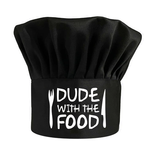 Zcyhtqp Dude with The Food,Funny Chef Hat，Adjustable Kitchen Cooking Hat for Men & Women,Chef Gift,BBQ Lover Gift,Perfect for BBQ Grilling Barbecue Cooking Baking Black