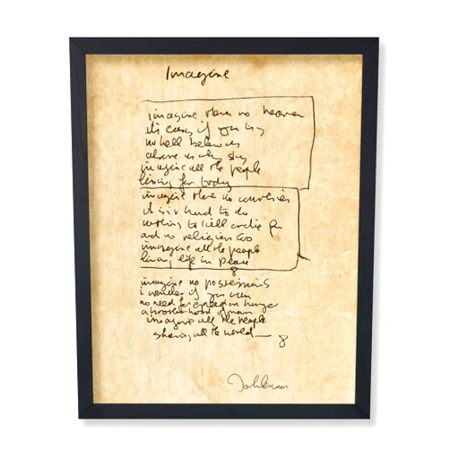Poster Master Vintage Imagine Print - Retro Music Poster - Lyrical Draft Art - Gift for Artist, Singer - Handwritten Typography Design - Decor for Living Room, Office or Studio - 16x20 UNFRAMED Wall Art