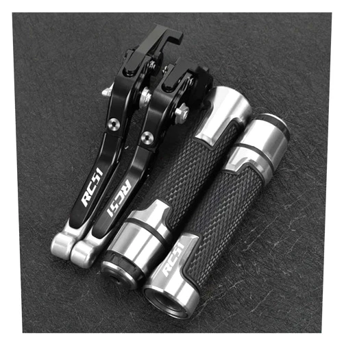 MINGMEISMU Clibrv Motorcycle Grips Adjustable Folding Clutch for Honda RC51 RVT1000 SP 2000-2005 2006 Folding Extendable CNC Moto Adjustable Clutch Brake Levers Handbar Grips(Silver)