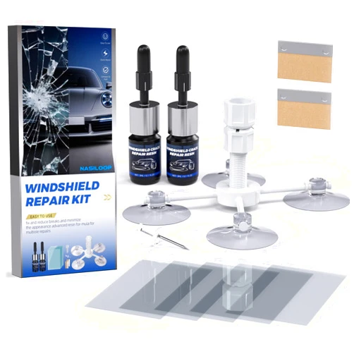 NASILOOP Windshield Repair kit, Quick and Efficiency Glass Repair Fluid, Car Windshield Crack Repair Resin Kit for Fixing Chips, Bulls-Eye, Cracks and Star-Shape Cack-2 Pack