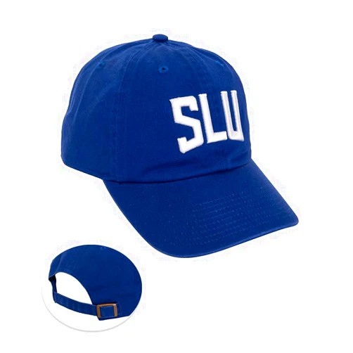Desert Cactus Saint Louis University Baseball Hat Billikens SLU Brimmed Embroidered Cap Adjustable Cloth Strap Adult (Style B) Blue