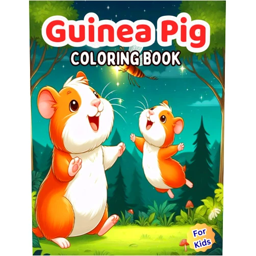 Nadda Ouker Guinea Pig Coloring Book For Kids: 34 cute drawings of Guinea Pigs for Girls and Boys Ages 4-8, 8-12 Years Old