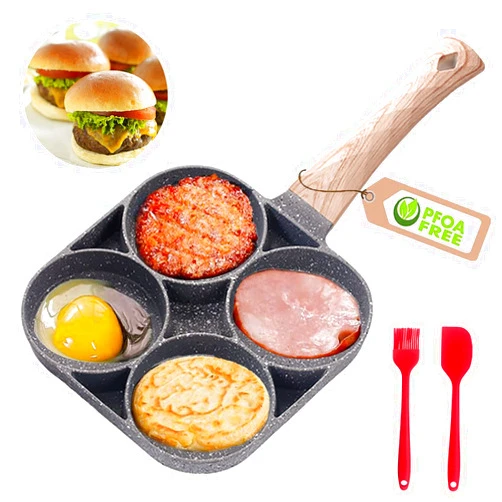 MIHUNTER 4 Egg Frying Pan,Pancake Omelette Pan,Cooker Pans 4-Cups Non-stick Cookware Aluminium Alloy Fried Divided Egg Cooker, Burger Pan for Breakfast,Pancake,Poached Egg1