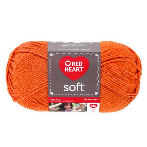 RED HEART Tangerine Soft Yarn, 1 Pack