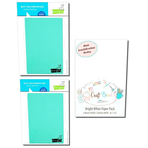 Lawn Fawn Fawndamentals Stamp Shammy (LF1045 2 Pack) Bundle with My Craft Bench Bight White Paper Pack