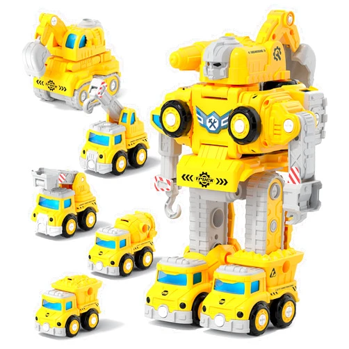VIBIRIT 5 in 1 Engineering Vehicles Robot Toys STEM Toys for Ages 5-7 Cars Toys for 4-6 Year Old Boy Birthday Gifts