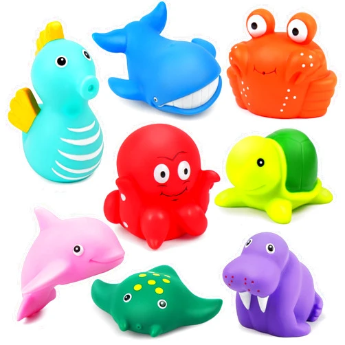 LotFancy Bath Toys for Kids Ages 1-3, Mold Free Bath Toys for Infants Toddlers, 8PCS No Holes Ocean Sea Animal Bathtub Toys, Soft Baby Bath Tub Toys