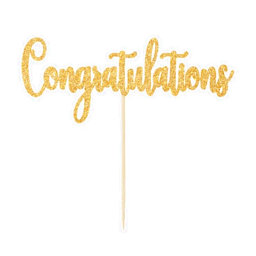 Calarjeta Gold Glitter Congratulations Cake Topper - Congrats Cake Topper - Graduation, Wedding, Retirement, Birthday, Anniversary, Celebration Party Decorations
