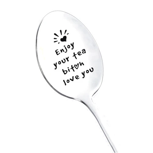 RFTWXHPN BFF Best Friends Spoon Gifts for Women Teen Girls Funny Enjoy Your Tea Bitch Love You Spoons for Best Friend Friendship Gift for Women Bestie Coffee Tea Lover Gifts Spoons