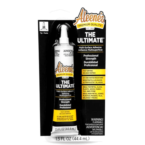 Aleene's The Ultimate Multi-Surface Adhesive, Professional Strength Glue, Strong Bond, Fast Drying, UV & Water Resistant, Repairs, Models, Metal, Glass, Plastic, Wood, Fabric, Tile 1.5 fl oz