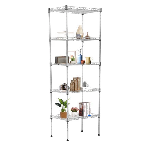 FDW 5 Tier Wire Shelving Adjustable Metal Shelves 17L x 12W x 48H NSF Pantry Shelves Storage Rack Shelving Units for Kitchen Garage Small Places Commercial,Chrome