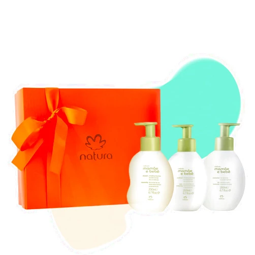 natura - Mamãe e Bebê Shower Care Gift Set - Baby Shampoo, Conditioner & Moisturizer - 100% Vegan - Natural Origin - All Skin Safe - Cruelty Free - Brazilian Beauty - Baby Essentials (3 Baby Products)