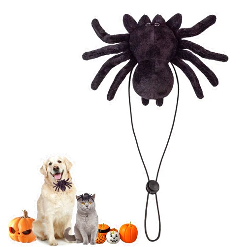 Lutoku Black Spider Hat for Dog Halloween Costume, Adjustable Elastic Strap Spider Costumes for Pet, Cat, Puppy Cosplay Cute Spider Accessories for Halloween Party