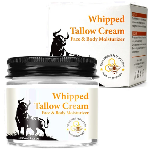 HUYEHF Beef Tallow for Skin, Organic Beef Tallow and Honey Balm for Skin & Face Deeply Nourishing Face Body Moisturizer, for Dry Care & Anti-Aging- 60g