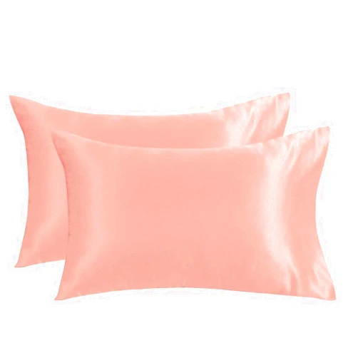 Faatoop 2 Pack Satin Pillowcases for Hair and Skin Soft Cool Envelope Closure Luxury Silky Pillow Covers Cases (Pink, King 20''X36'')