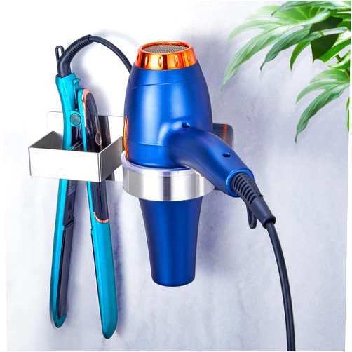 YAYINLI Hair Dryer Holder Wall Mounted, Hair Tool Organizer for Bathroom, Adhesive Blow Dryer Holder, Stainless steel Hair Dryer Hanger Hair Straightener Holder Curling Iron Holder for Barber Shops