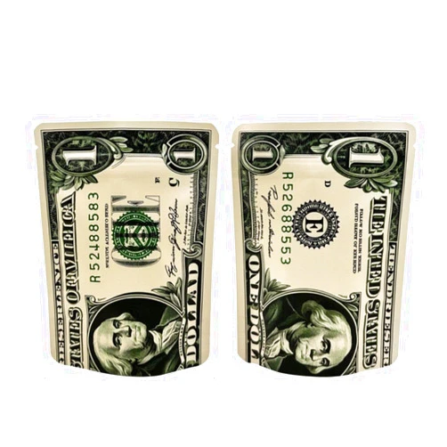 Generic 100 Pack Money Designed Dollars Storage Baggies Resealable 3.5 Gram Snack Candy Bags 3.5 x 4.75 inches
