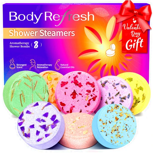 BodyRefresh Shower Steamers Aromatherapy - 8 Pack Shower Bombs with Natural Essential Oils, Birthday Gifts for Women Self Care Relaxation Home SPA Stress Relief, Valentines Day Gifts for Her, Mom, Women