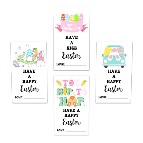 Beshoul Happy Easter Gift Tag Sticker, Easter Bunny Rectangle Labels for Gifts Wrapping, Personalized Name Tags for Easter Egg Decorations - A04