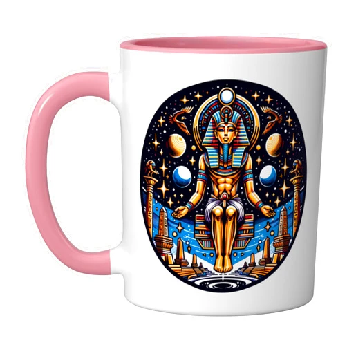 Ancient Egyptian Mythology and Egyptologis Apparel Ancient Egypt God Osiris Ceramic Mug, Pink/White