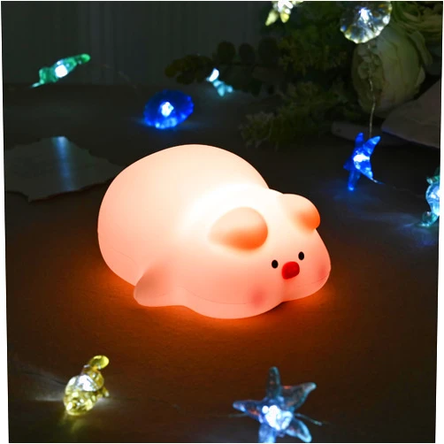 Jurliful Pig Lamp for Kids,Cute Silicone Baby Night Light,3 Lighting Modes Touch Control with 30 Minutes Timer, LED Rechargeable Bedside Touch Lamp for Baby, Children, Girls, Boys,Bedroom Decor